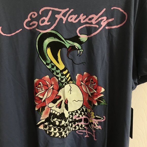 Ed Hardy Serpent & Skull XL Gray T Shirt XL  Box TS1 - Picture 2 of 10